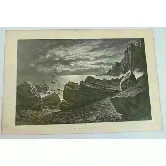 Art Print Sea Cliffs After the Storm by Jules Tavernier The Aldine Antique 1872